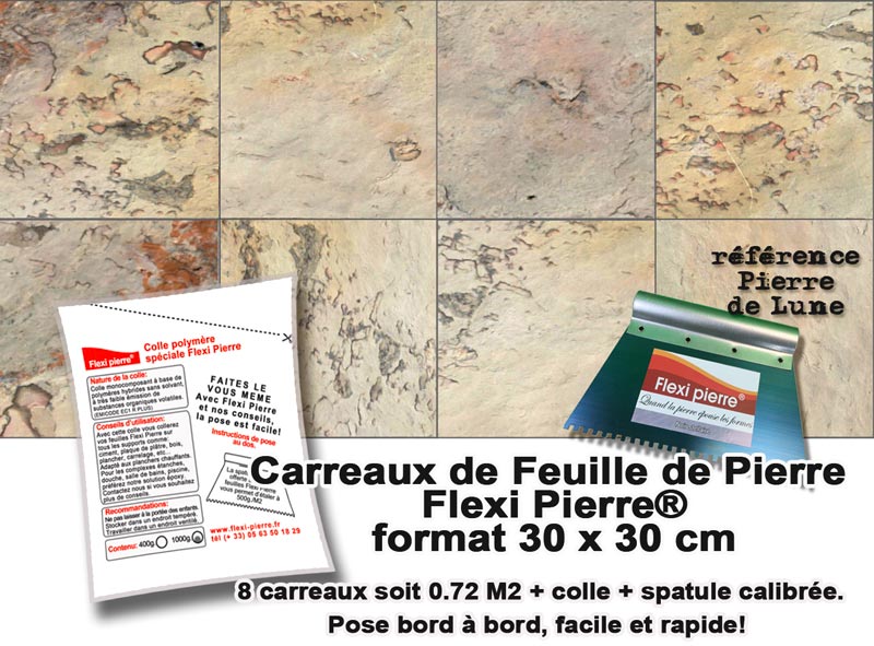 Feuille de pierre Flexi Pierre : KIT CARREAUX 30X30. Feuille de pierre Flexi Pierre : KIT CARREAUX 30X30