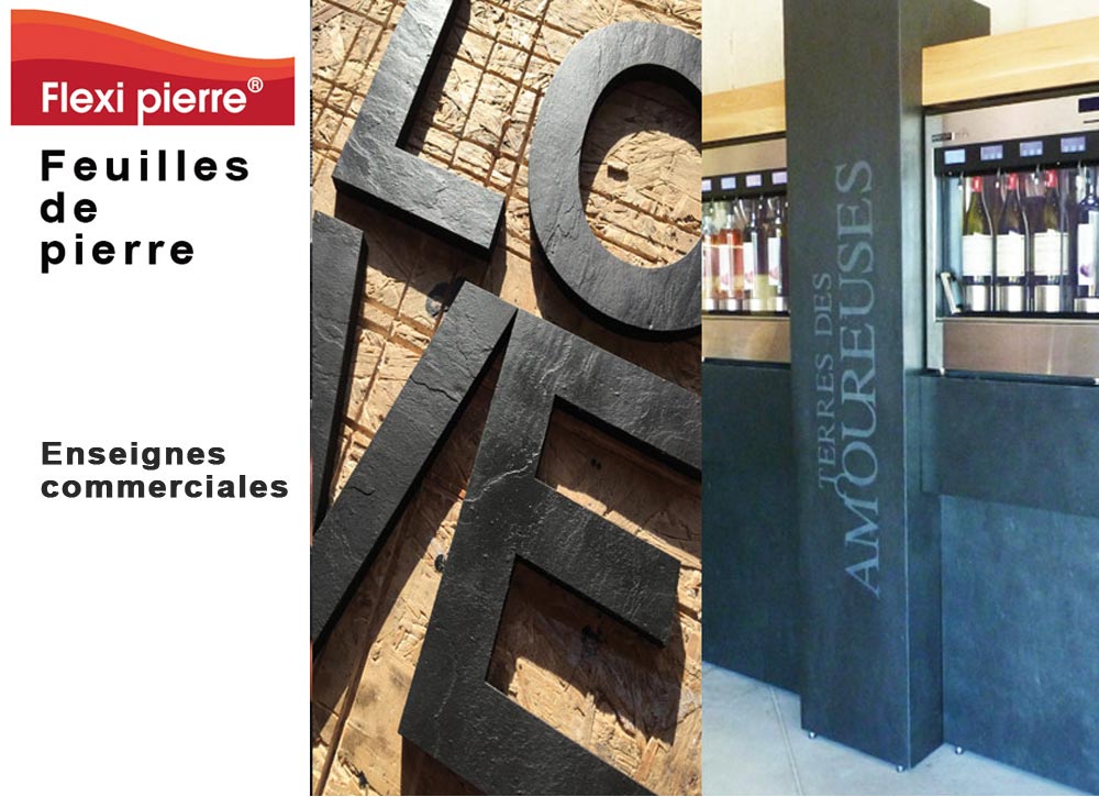 Feuille de pierre Flexi Pierre : utilisé pour la communication commerciale, enseignes et présentoirs.. Feuille de pierre Flexi Pierre : utilisé pour la communication commerciale, enseignes et présentoirs. #FeuilleDePierre #FlexiPierre