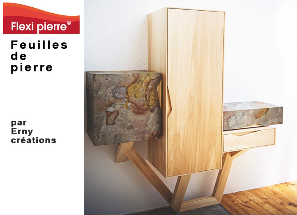 Feuille de pierre Flexi Pierre : application en ébenisterie. Feuille de pierre Flexi Pierre : application en ébenisterie #FeuilleDePierre #FlexiPierre