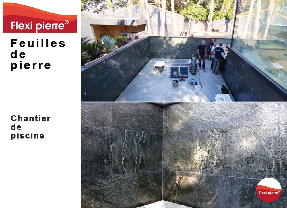 Feuille de pierre Flexi Pierre : pose en bassin de piscine.. Feuille de pierre Flexi Pierre : pose en bassin de piscine. #FeuilleDePierre #FlexiPierre #Piscine