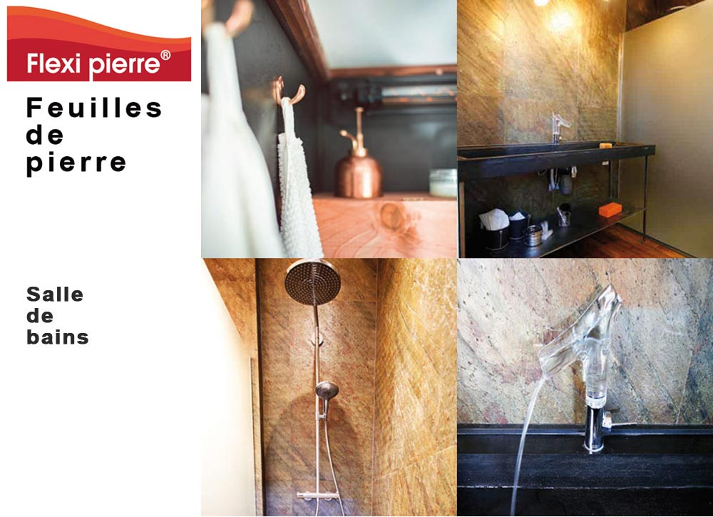 Feuille de pierre Flexi Pierre : en salle de bains. #FeuilleDePierre #FlexiPierre 