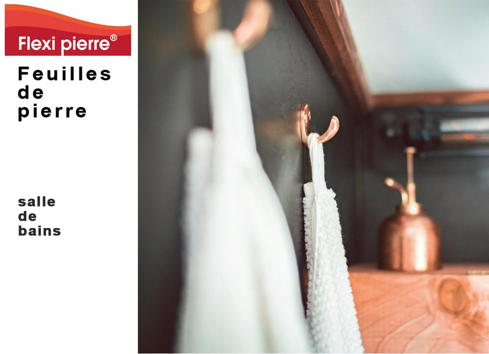 Feuille de pierre Flexi Pierre : en salle de bains. . Feuille de pierre Flexi Pierre : en salle de bains. #FeuilleDePierre #FlexiPierre
