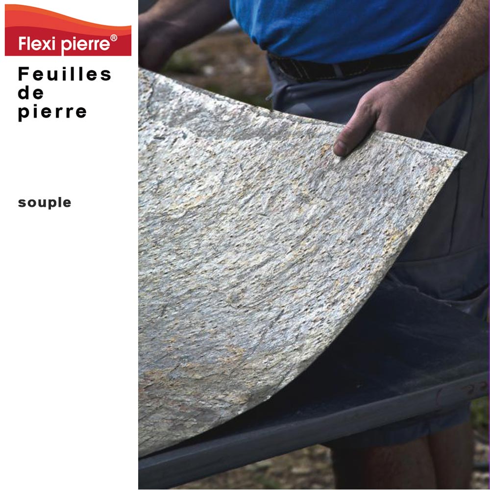 Feuille de pierre Flexi Pierre : souple, se découpe et se pose facilement. #FeuilleDePierre #FlexiPierre 